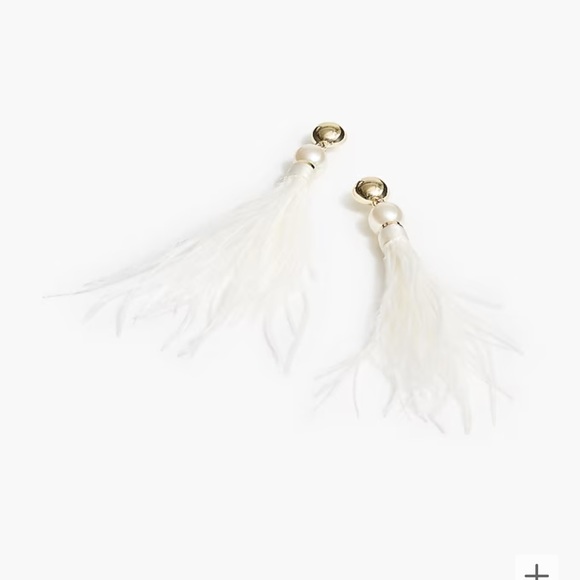 J. Crew Factory Jewelry - JCREW Feather earrings Gold/White NEW